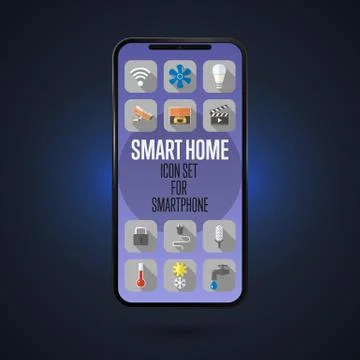 Smart home system on the smartphone. The application for the phone. Stock Illustration