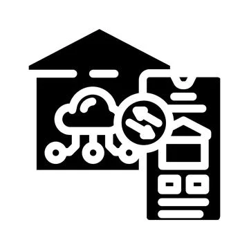 Smart home system synchronizing data with mobile app 스톡 일러스트