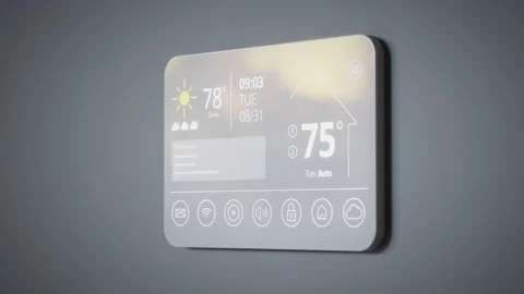 Smart home system on touchscreen control panel Stock Footage 160109717