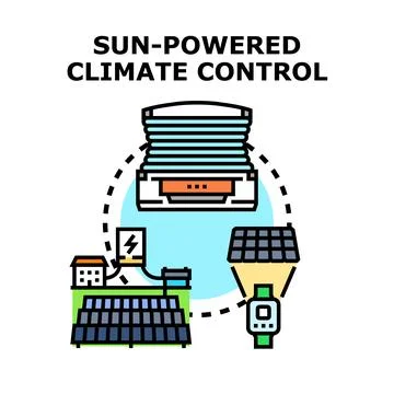 Smart home system using sun energy for climate control Stock Illustration