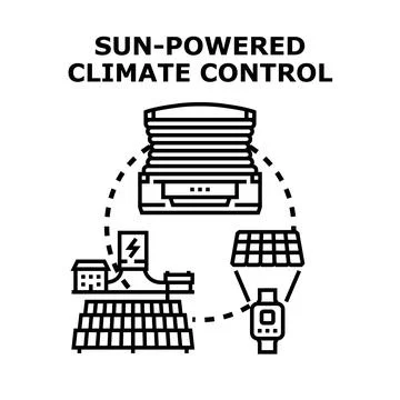 Smart home system using sun energy for climate control Stock Illustration