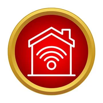 Smart home system with wi fi network connection icon 스톡 일러스트