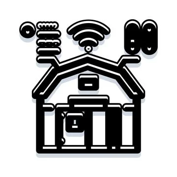 Smart home system with wireless automation technology icon Stock Illustration