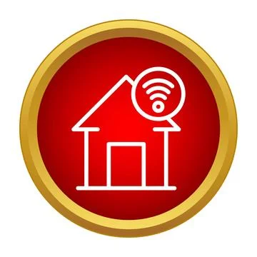 Smart home system with wireless internet connection icon Stock Illustration
