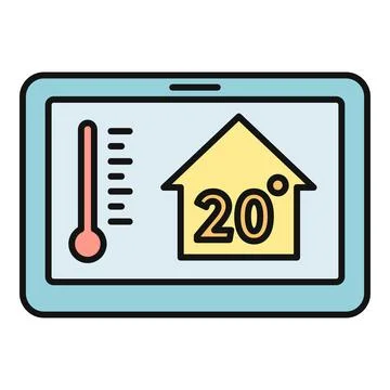 Smart home tablet controlling temperature thermostat application Illustrazione stock