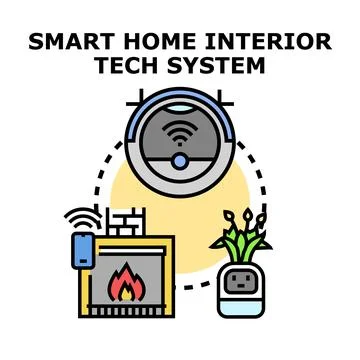 Smart home tech system connecting devices for modern living Stock Illustration
