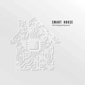 Smart home technology background. Smart house concept 3d paper circuit. Vecto Stock Illustration