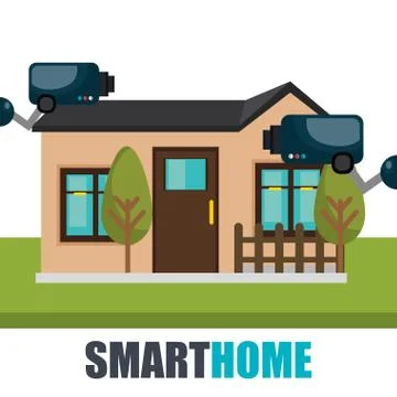 Smart home technology with cctv camera Stock Illustration