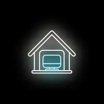 Smart home technology concept with glowing computer monitor Stockillustratie