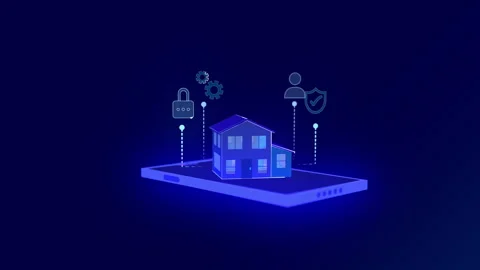 Smart home technology controlling house security and automation Stock Footage 331939258