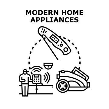 Smart home technology devices and modern appliances concept Stock Illustration