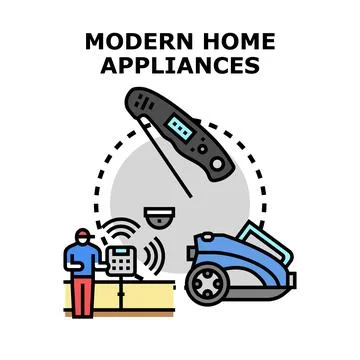 Smart home technology devices and modern appliances concept Stock Illustration