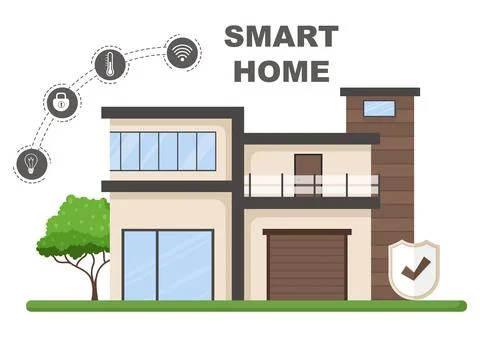 Smart Home Technology House Control System Of Lighting, Heating, Ventilation  イラスト素材