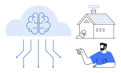 Smart Home Technology Integration Through Cloud Computing and AI with Human.. イラスト素材