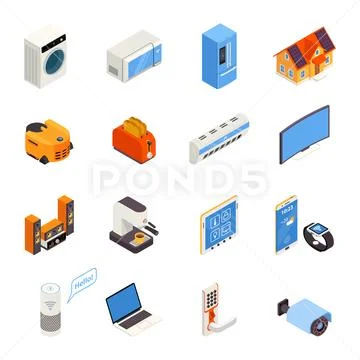 Smart Home Technology Isometric Icons Collection Stock Illustration