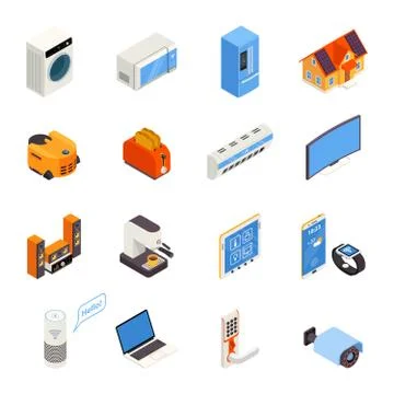 Smart Home  Technology Isometric Icons Collection Stock Illustration