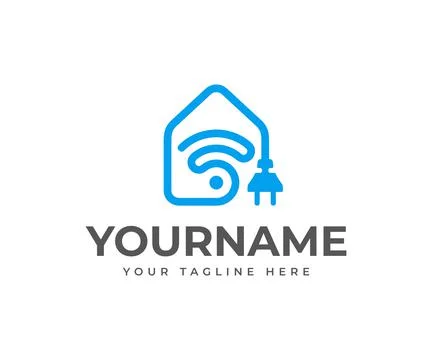 Smart home technology logo design. Smart home automation with wifi vector design Stock Illustration