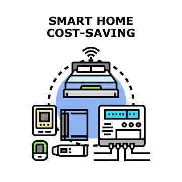 Smart home technology optimizing cost saving and energy efficiency Stock Illustration