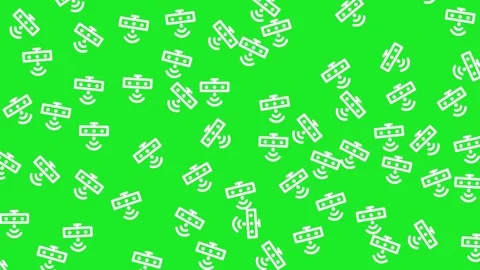 Smart Home Technology Pattern with Wireless Sensor Icons on Green Background Stock Footage 345539520