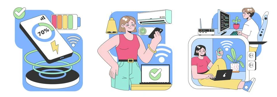 Smart Home Technology set. Flat vector illustration. Illustrazione stock
