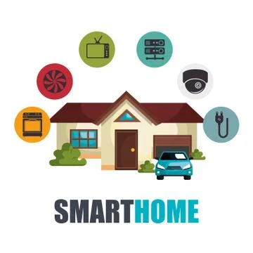 Smart home technology set icons イラスト素材