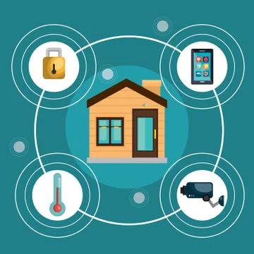 Smart home technology set icons イラスト素材