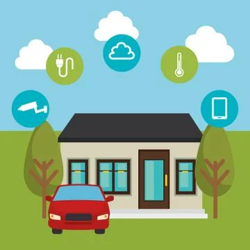 Smart home technology set icons イラスト素材