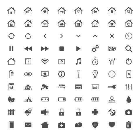 Smart home technology silhouette vector icons Stock Illustration