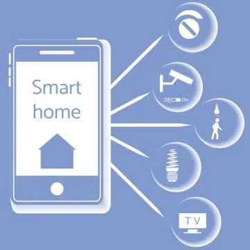 Smart home technology system with centralized control. 스톡 일러스트