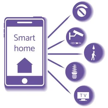 Smart home technology system with centralized control. 스톡 일러스트