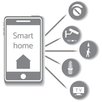 Smart home technology system with centralized control. 스톡 일러스트