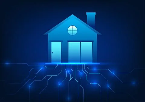 Smart home technology that uses Internet of Things signals to connect with .. Stock Illustration