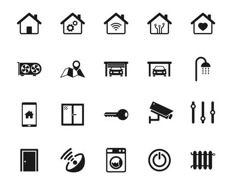 Smart home technology vector icons Stock Illustration