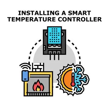 Smart home temperature control system installation concept Stock Illustration
