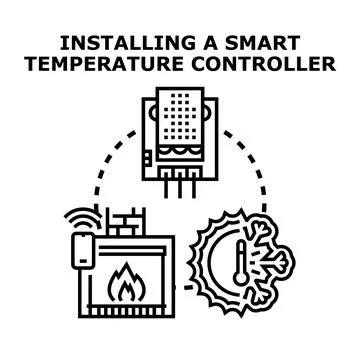 Smart home temperature control system installation concept Stock Illustration