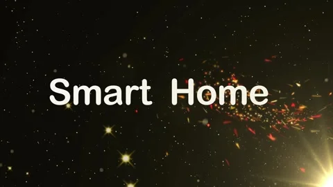 Smart home text animation with golden particle effects with modern living Stock Footage 338386980
