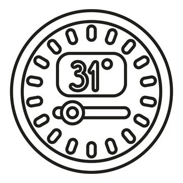 Smart home thermostat controlling temperature line art icon Stock Illustration