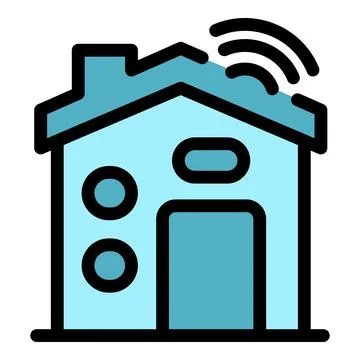 Smart home transmitting data wirelessly via wifi signal Stock Illustration