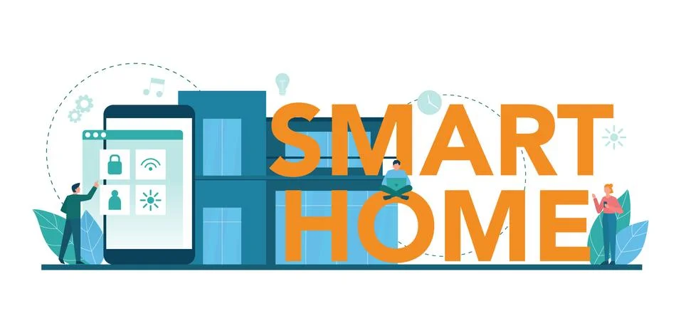 Smart home typographic header concept. Idea of wireless technology イラスト素材