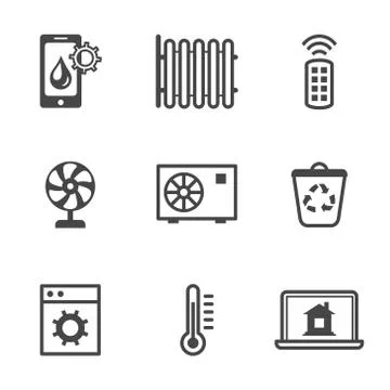 Smart home utilities security control icons Stockillustratie