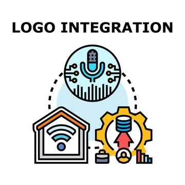 Smart home voice assistant integration concept creating an intelligent ecos.. Stock Illustration