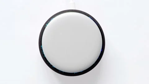 Smart home voice assistant speaker with connection error. Stock Footage 162132555