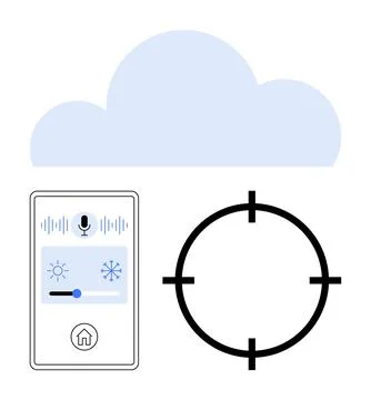 Smart Home Voice Control Interface with Cloud Connectivity and Targeting Sy.. 库存插图