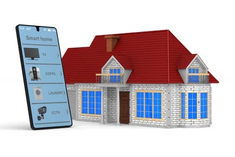 Smart home on white background. Isolated 3D illustration イラスト素材