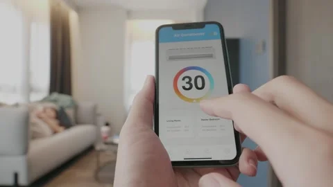 Smart Home Wireless Air Conditioner Control Stock Footage 314570482