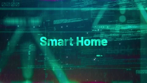 Smart Home Word on High Technology Futuristic Background Stock Footage 343353059