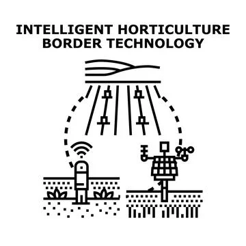 Smart horticulture border technology controlling garden automation Stock Illustration