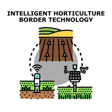 Smart horticulture border technology controlling garden automation Stock Illustration