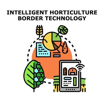 Smart horticulture technology controlling farming process development Stock Illustration
