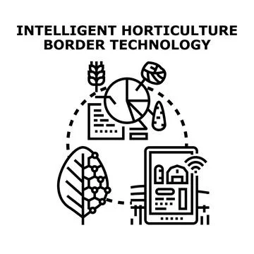 Smart horticulture technology controlling farming process development Stock Illustration